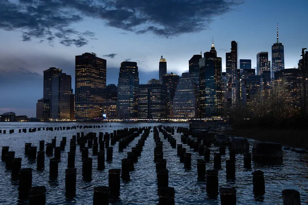 New York New York Usa Aprile 2020 Tramonto Crepuscolo Manhattan — Foto Stock