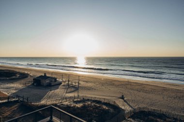 Scenic view of Atlantic Ocean sand and waves in Montauk in Long Island clipart