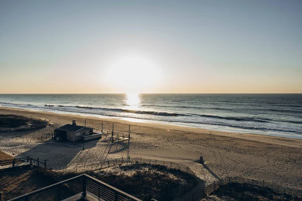 Сценічний Вид Пісок Хвилі Атлантичного Океану Монтоук Лонг Айленді — стокове фото