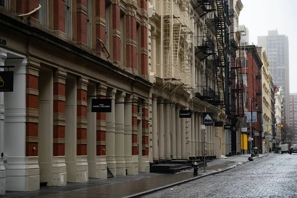 Ruas Nova Iorque Detalhes Vista Rua Manhattan Edifícios Altos Arranha — Fotografia de Stock