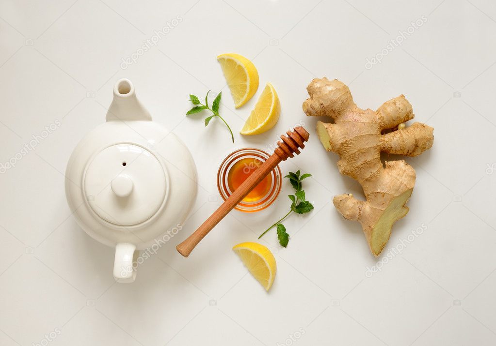 Ginger tea ingredients concept Stock Photo by ©fortyforks 127764644