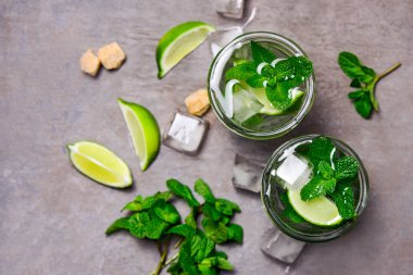 Mojito bir cam, üstten görünüm