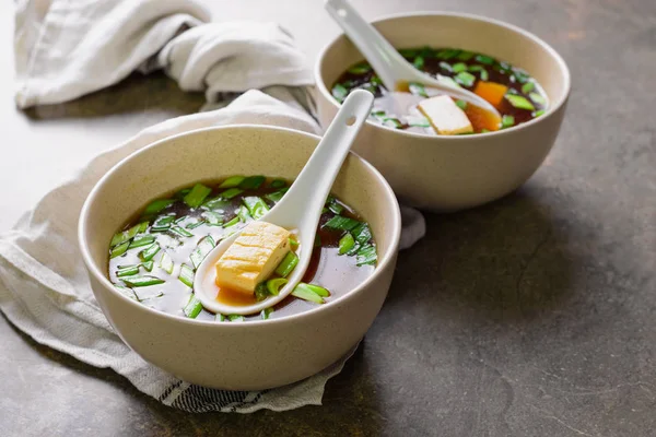 Miso soup in two bowls — Stock Photo, Image