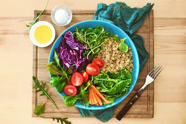 Buddha-Schüssel-Mahlzeit, Blick über den Kopf — Stockfoto