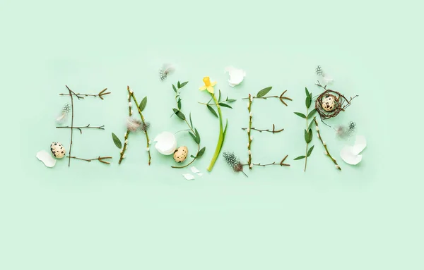 Wielkanoc Wakacje Baner Lub Płaski Świeckich Botanika Naturalny Kwiatowy Dekoracyjny — Zdjęcie stockowe