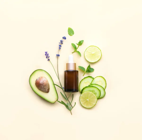 Natuurlijke Cosmetica Concept Verse Helende Kruiden Andere Natuurlijke Ingrediënten Voor — Stockfoto