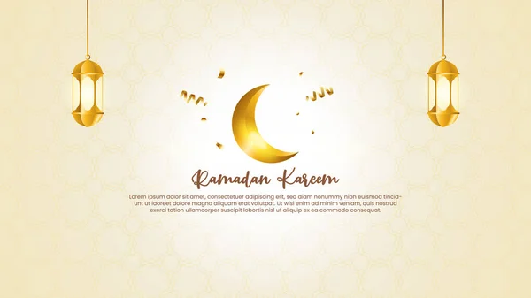 Ramadan Kareem Goldenen Halbmond Glänzend Mit Konfetti Creme Dieses Design — Stockvektor