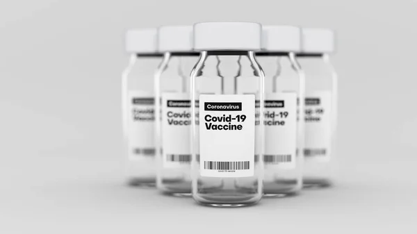 Vaccine Bottles Health Threatening Novel Coronavirus Covid Illustration — Stock Photo, Image
