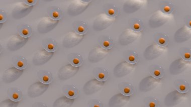 Paskalya yumurtalarının izometrik görünümünün soyut bileşimi. 3d illüstrasyon.