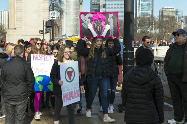 2018 Marcha Feminina em Chicago — Fotografia de Stock