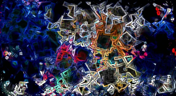 Kolorowy Szklany Pył Przypadkowo Latający Ciemnym Tle Abstrakcyjne Oświetlone Kryształy — Zdjęcie stockowe