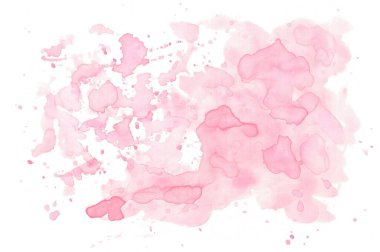 Şeftali, mercan akvaryumu fırça darbeleri. Soyut boyanmış kağıt dokusu, metin tasarımı için izole edilmiş leke elementi, şablon. Suluboya parlak el çizimi illüstrasyon arka planı