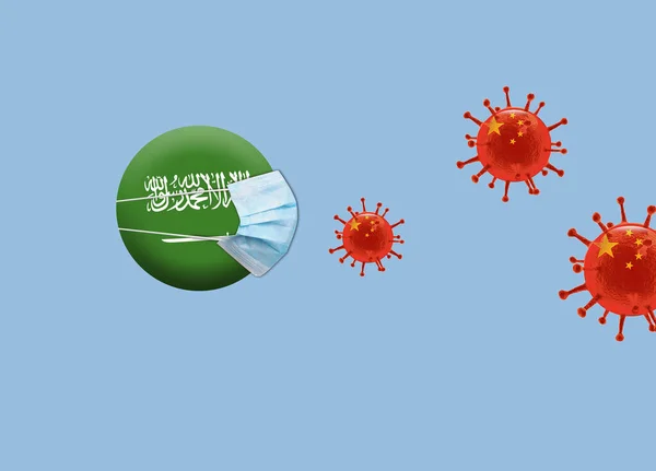 Corona Virus Attack Koncept Saudiarabien Kämpar Mot Coronavirus Begreppet Hur — Stockfoto