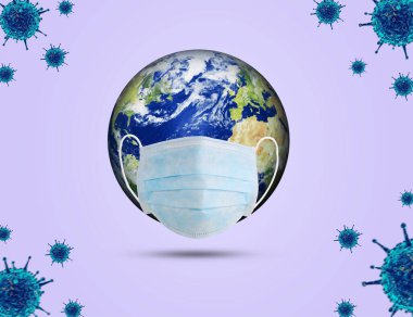Yeni Coronavirus Dünya Sağlık Örgütü tarafından küresel bir acil durum ilan edilmiştir. Salgın Çin dışında da devam ediyor. Virüs, lacivert arka planda izole edildi.