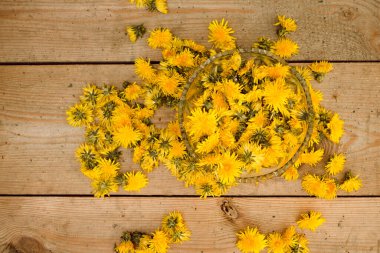 Kristal sepette sarı karahindibalar 