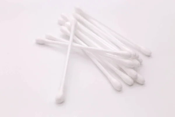 Lots Cotton Swabs White Background — Stock Photo, Image