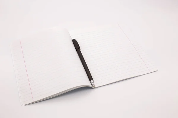 Notebook Caneta Fonte Preta — Fotografia de Stock