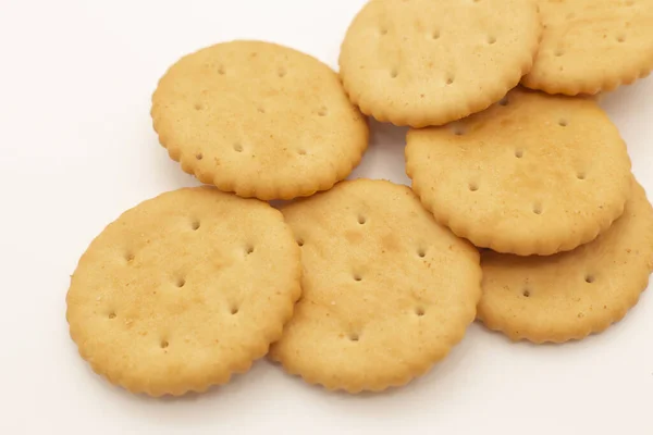Cracker Koekjes Een Witte Achtergrond — Stockfoto