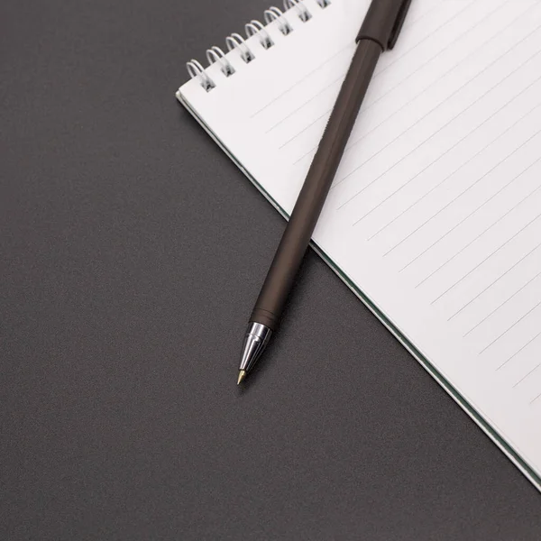 Ноутбук Ручка Фонтана Темном Фоне — стоковое фото