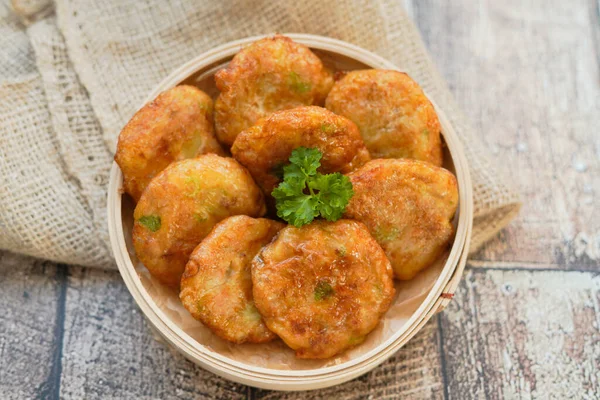 Perkedel Indonesian Fried Patties Made Ground Potatoes Minced Meat Vegetbales — Stock Photo, Image