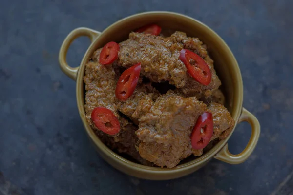 Rendang Carne Comida Famosa Indonésia — Fotografia de Stock