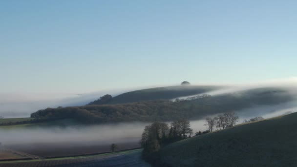 Mattina Nebbia Sopra Paesaggio — Video Stock