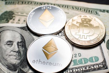 Bitcoin ve Ethereum. Sanal elektronik dijital para.