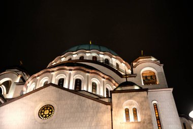 Belgrad 'daki Saint Sava Kilisesi, Sırbistan Gece