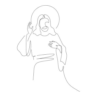 İsa 'nın konsept vektör illüstrasyonunun sürekli çizimi