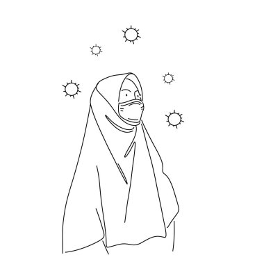 Maske konsept vektör illüstrasyonlu sürekli kadın çizimi