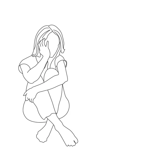 Hand Drawn Woman Girl Vector Illustration — Stock Vector