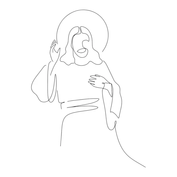 Kontinuerlig Linje Ritning Jesus Kristus Koncept Vektor Illustration — Stock vektor