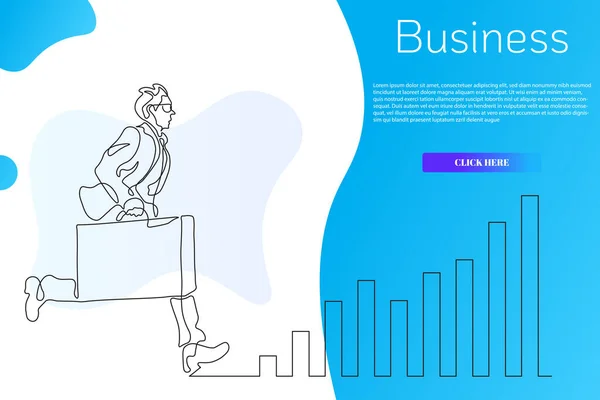 ビジネスマンの連続線描のコンセプトベクトル図 — ストックベクタ
