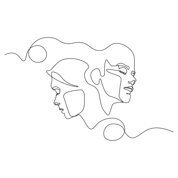 Нарисованные Вручную Женщины Лица Векторная Иллюстрация — стоковый вектор