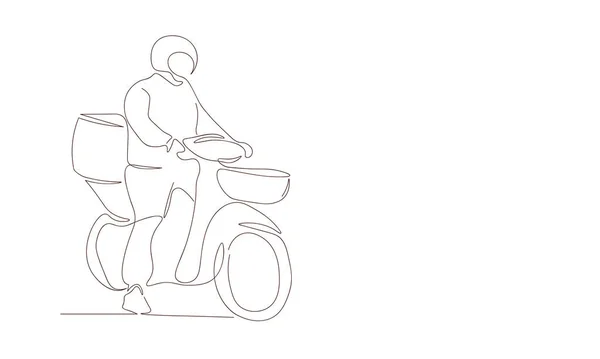 Diseño Continuo Del Hombre Ilustración Vectorial Del Concepto Motocicleta — Vector de stock