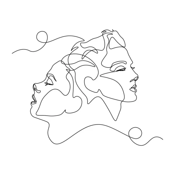 Handritade Kvinnor Ansikten Vektor Illustration — Stock vektor