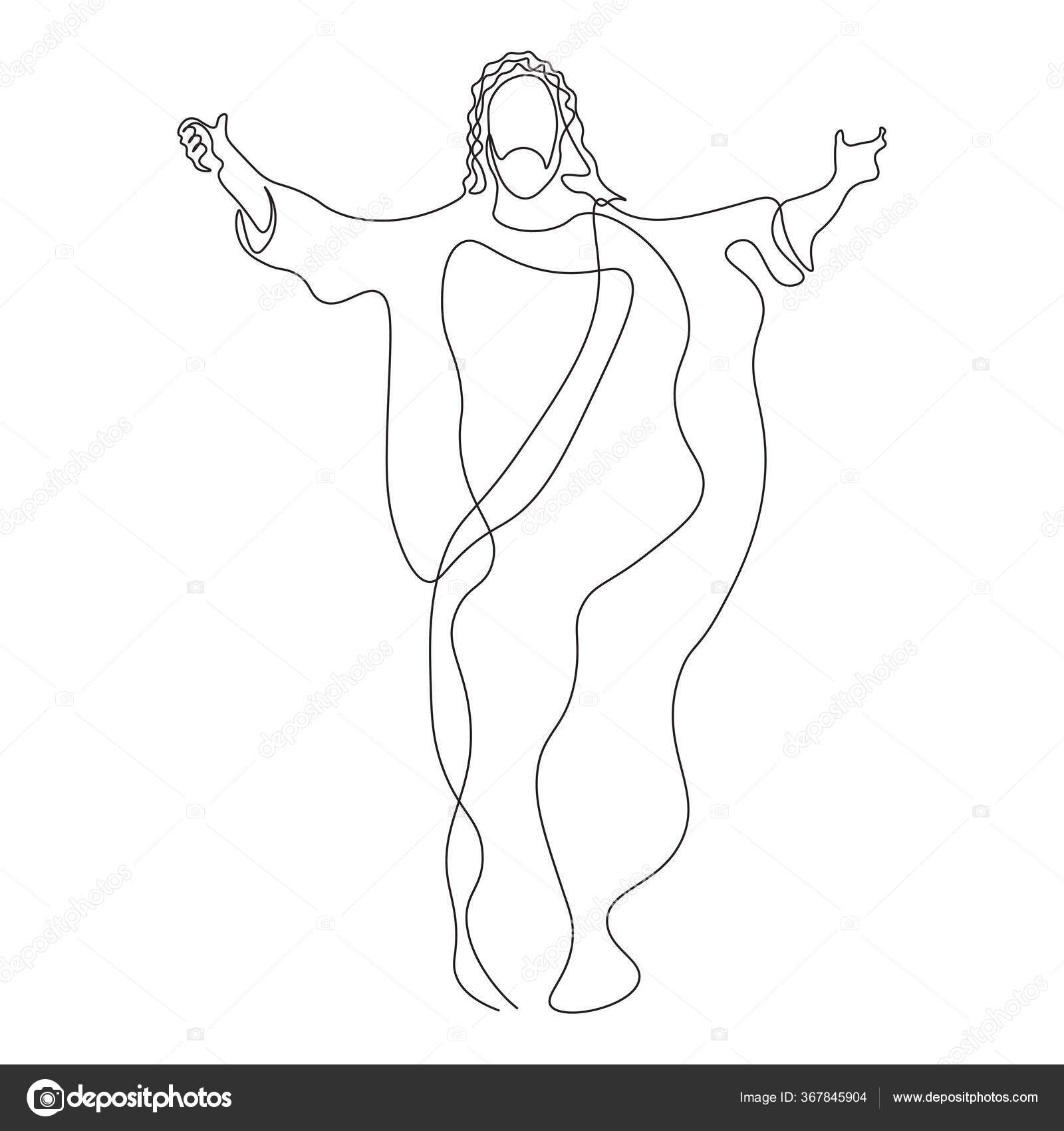 Continuous Line Drawing Jesus Christ Concept Vector Illustration Stock