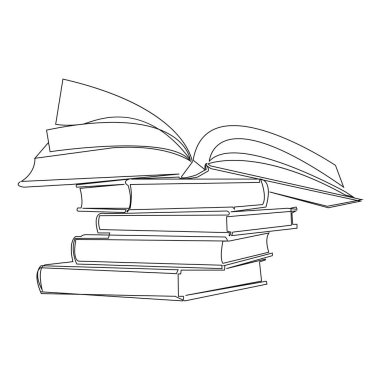Kitap konsept vektör illüstrasyonunun sürekli çizimi
