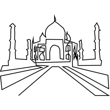 Taj Mahal vektör illüstrasyonunun aralıksız çizimi