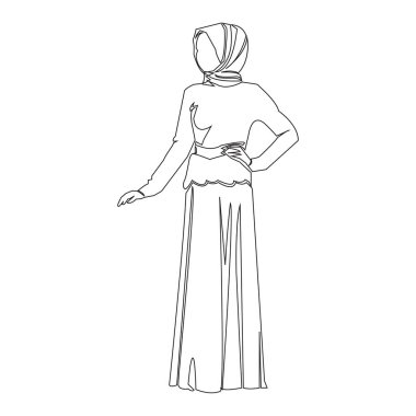 El çizimi Müslüman kadın. vektör illüstrasyonu 