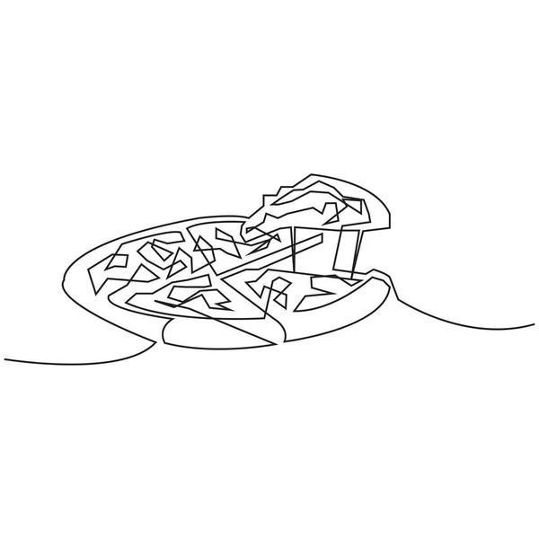 ピザコンセプトベクトルイラストの連続線画 — ストックベクタ