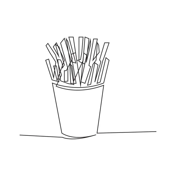 Continuous Line Drawing French Fries Concept Vector Illustration — Stock Vector