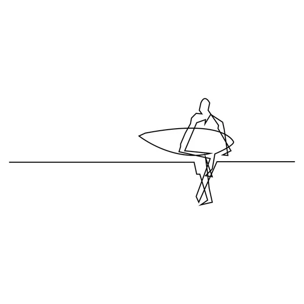 Desenho Linha Contínua Ilustração Vetorial Conceito Surfista —  Vetores de Stock