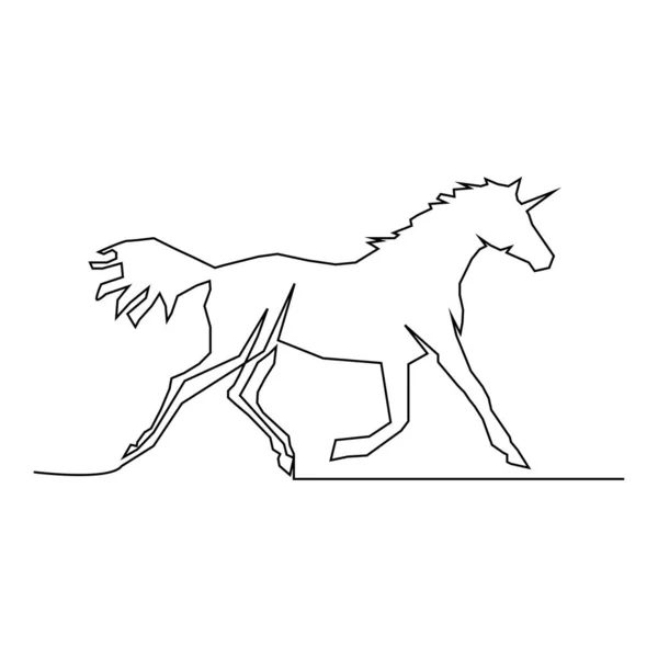 Unicornio Está Dibujado Por Una Línea Negra Sobre Fondo Blanco — Archivo Imágenes Vectoriales