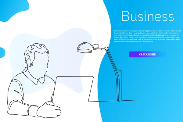 Negócios Ilustração Vetorial Empresário Trabalhando Com Laptop — Vetor de Stock