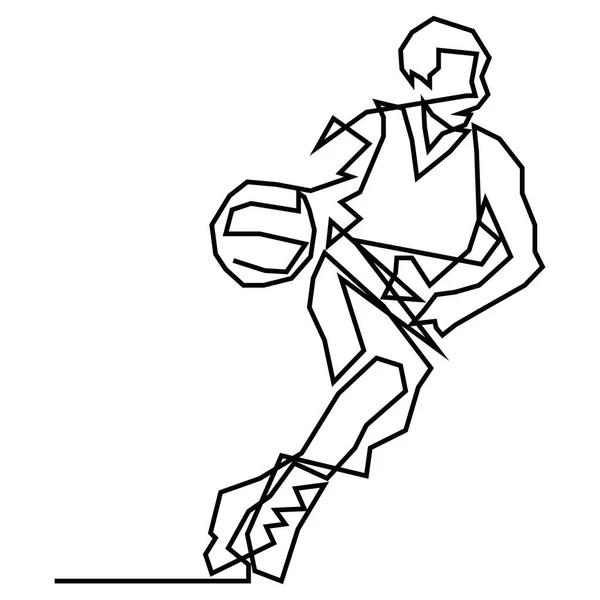 Diseño Líneas Continuas Ilustración Vectorial Del Concepto Jugador Baloncesto — Vector de stock