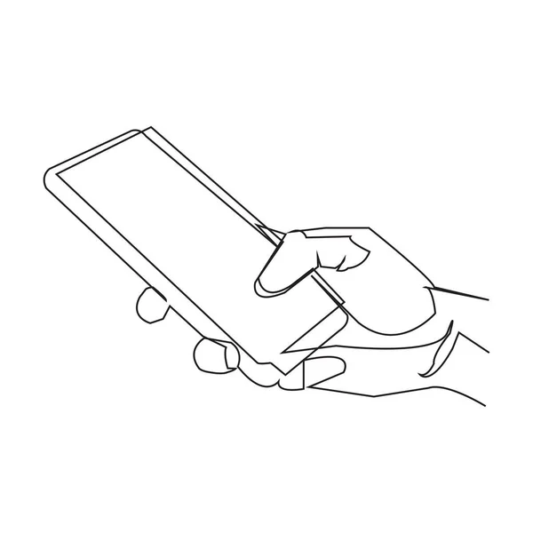 Continuous Line Drawing Hand Smartphone Concept Vector Illustration — Stock Vector