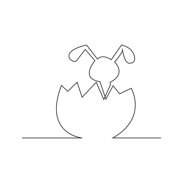 复活节兔子概念矢量图解的连续直线绘制 — 图库矢量图片