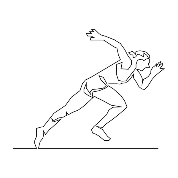 Continuous Line Drawing Woman Running Concept Vector Illustration — Stock Vector