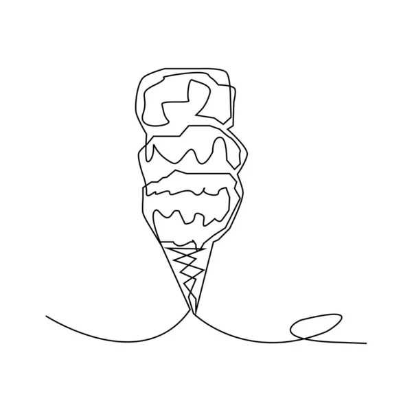 Continuous Line Drawing Ice Cream Concept Vector Illustration — Stock Vector